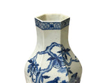 Vintage Chinese Blue White Hexagonal Flower Bird Porcelain Vase ws5038S