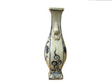 Small Distressed Finish Pear Shape Blue White Graphic Porcelain Vase ws5041S