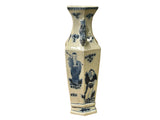 Vintage Rhombus Shape Blue White Eight Immortal Graphic Porcelain Vase ws5052S