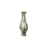 Small Distressed Finish Pear Shape Blue White Graphic Porcelain Vase ws5055S