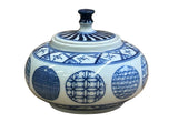 Tiny Small Blue White Oriental Graphic Porcelain Jar ws5057S