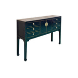 47" Black Wood Grain Pattern 6 Drawers Console Side Altar Table ws5064S