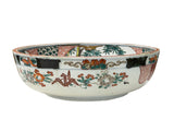 Vintage Asian Round Polychrome Enamel Scenery Graphic Porcelain Bowl ws5069S