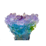 Purple Blue Green Crystal Glass Orchid Blossom Vase Display Art ws5075S