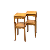 Oriental Two Tier Double Rhombus Light Brown Side Table Stand ws5076S