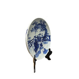 Vintage Large Blue White Scholars Students Graphic Porcelain Plate Display Art ws5077S