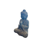 24" Distressed Black Brown Cross Legs Peaceful Hands Stone Buddha Statue ws5078S