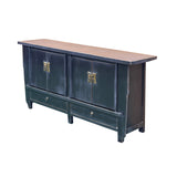 Vintage Distressed Black Hardware Credenza Console Sideboard Cabinet ws5083S