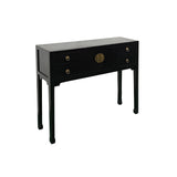 Black 4 Drawers Moon Face Slim Narrow Foyer Console Side Table ws5084S