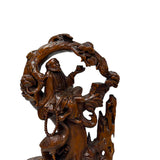Legendary Sage Damo Bodhidharma on Pine with Crane Wood Art Figure ws5087S