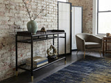 Natural Wood Dark Brown Minimalistic Slim Legs Console Foyer Side Table GB726S