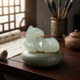 Small Chinese White Stone Restful Horse Pendant Display Art Figure GB736S