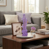 Light Purple Crystal Glass Standing Ru Yi Bodhisattva Kwan Yin Statue GB745S