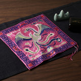 Asian Square Magenta Phoenix Bats Blossom Flower Fabric Display Art GB753S
