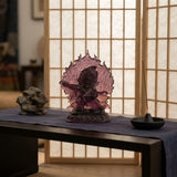 4" Amethyst Purple Crystal Glass Tibetan Guardian Deity Figure GB884S