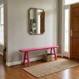 Bright Pink Wood Grain Rectangle Long Slim Stool Bench Side Table GB900S