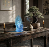 5.25" Crystal Blue Bodhisattva Samantabhadra on Elephant Figure GB902S