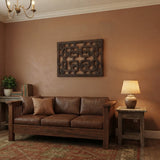 40" Vintage Dark Brown Geometric Fortune Bats Rectangular Wood Panel GB727S