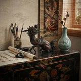 Vintage Rustic Metal Fengshui Kirin Incense Burner Display Art Figures GB801S