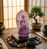 Crystal Glass Amethyst Purple Gautama Amitabha Shakyamuni Statue GB896S