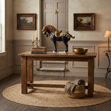 Oriental Ceramic Sancai Blue Brown Beige Fengshui Artistic Figure GB787S