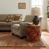 Oriental Tibetan Style Red Auspicious Flower Motifs Drum Table GB810S