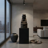 25" Oriental Chinese Zen Young Monk Siting Meditation Stone Statue GB823S