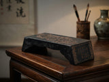 Chinese Black Lacquer Golden Graphic Bridge Shape Ink Display Art GB835S