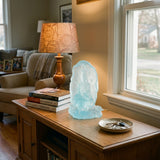 6.5" Light Blue Frosted Crystal Glass Bodhisattva Guanyin Figure GB885S