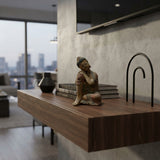 8.5" Small Resting Leg Eyes Closed Wood Buddha Figure GB817S