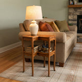 Oriental Two Tier Double Rhombus Light Brown Side Table Stand ws5076S
