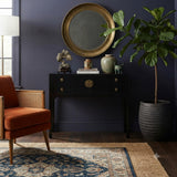 Black 4 Drawers Moon Face Slim Narrow Foyer Console Side Table ws5084S