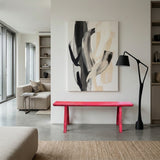 Bright Pink Wood Grain Rectangle Long Slim Stool Bench Side Table GB900S