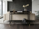 Natural Wood Dark Brown Minimalistic Slim Legs Console Foyer Side Table GB726S