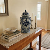 20" Chinese Blue White Flower Vases Scroll Leafy Pattern Porcelain Temple General Jar GB818S