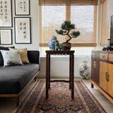 Vintage Oriental Simple Geometric Apron Rectangular Brown Side Table GB849S