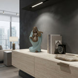 Joyful Laughing Buddha Light Celadon Robe Ceramic Coin Bat Ru Yi Figure GB873S