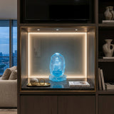 6.5" Light Blue Frosted Crystal Glass Bodhisattva Guanyin Figure GB885S