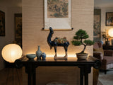 Oriental Ceramic Sancai Dark Blue Brown Beige Fengshui Artistic Camel Figure GB882S