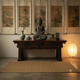 18.5" Gray Brown Distressed Marks Stone Sitting Buddha Statue ws5081S