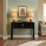 Black 4 Drawers Moon Face Slim Narrow Foyer Console Side Table ws5084S