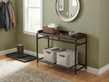 Natural Wood Dark Brown Minimalistic Slim Legs Console Foyer Side Table GB726S