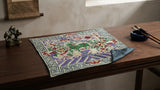 Asian Rectangular Green Kirin Bats Blossom Flower Fabric Display Art GB740S
