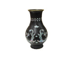 Vintage Metal Black Paint Mother Of Pearl Double Dragon Art Vase GB831S