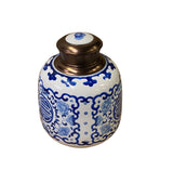 Oriental Handmade Blue White Porcelain Metal Lid Container Urn ws3327S