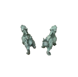 Pair Chinese Rustic Oxidized Patina Fengshui Pixiu Metal Figure GB011S