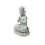 Pale Celadon White Anjali Mudra GuanYin Bodhisattva Tong Style Porcelain Statue GB015S