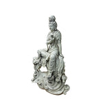 Chinese Handcrafted GuanYin Bodhisattva on Dragon White Porcelain Statue GB017S