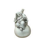 Oriental Distressed White Happy Laughing Buddha Gourd Porcelain Figure GB021S