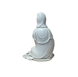 Chinese Handcrafted GuanYin Bodhisattva Holding RuYi Off White Porcelain Statue GB022S